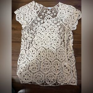 Elegant Cream Lace Women Top